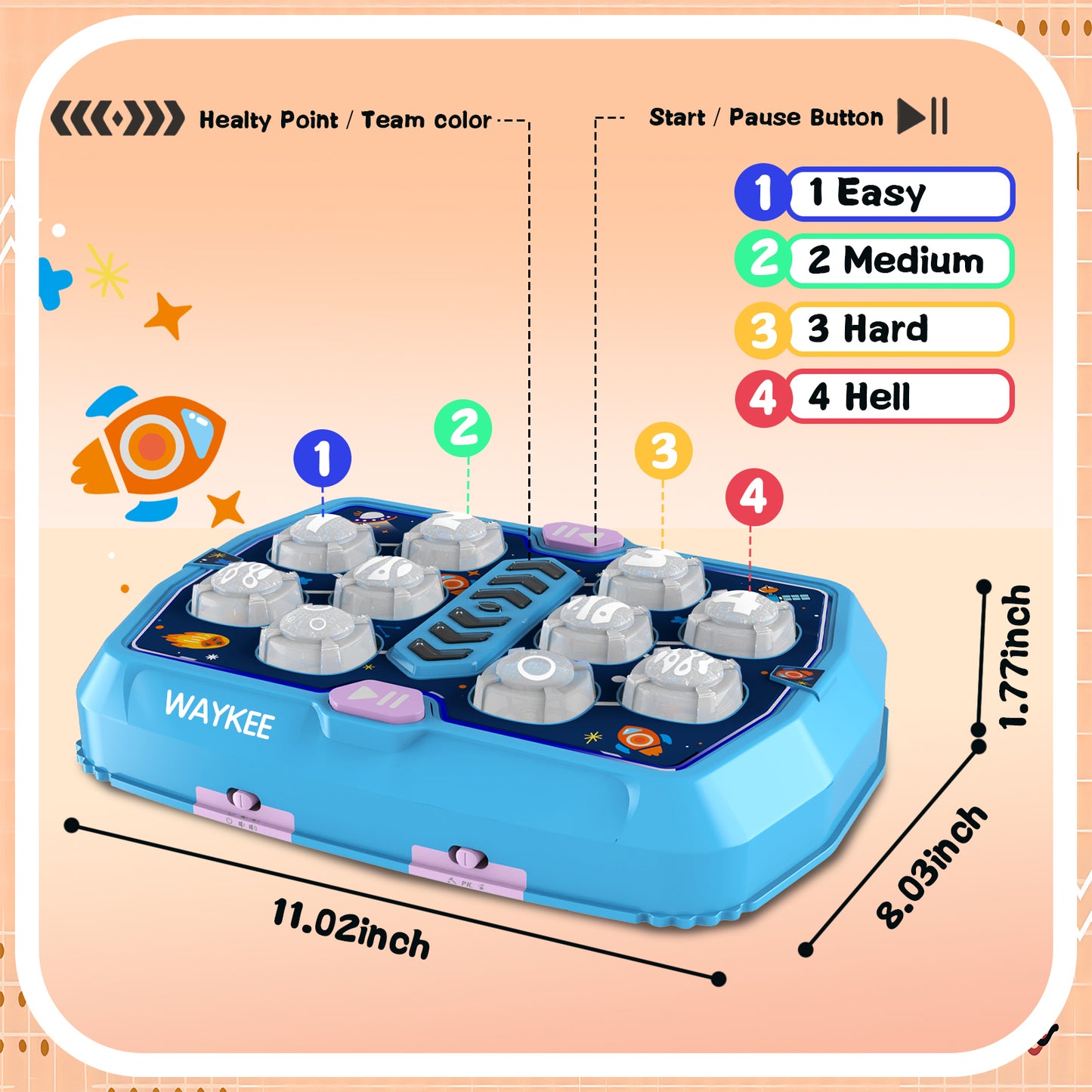 Whack Mole Game For Toddlers, Toys For 3-8 Year Old Boys Girls, Toddler Boy Girl Toys With 3 Modes & 2 Hammers, Sound & Light, Birthday Christmas Gifts For 3 4 5 6+ Year Old Boys Girls