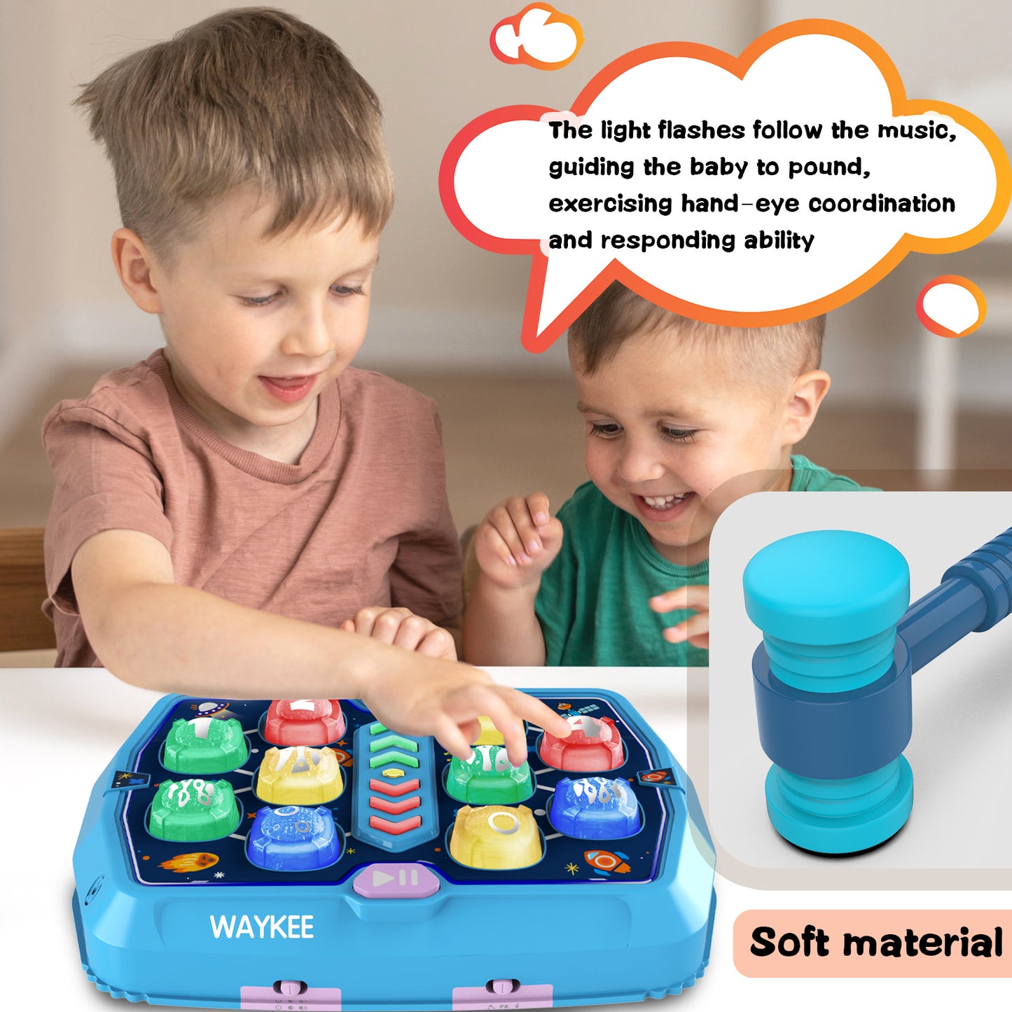 Whack Mole Game For Toddlers, Toys For 3-8 Year Old Boys Girls, Toddler Boy Girl Toys With 3 Modes & 2 Hammers, Sound & Light, Birthday Christmas Gifts For 3 4 5 6+ Year Old Boys Girls